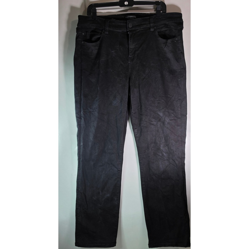 Liverpool Los Angeles The Straight Jeans Womens 16W Black High Rise Stretch